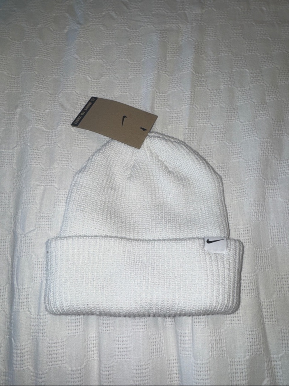 Nike White Knit Cuffed Beanie NWT